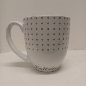 Tim Hortons White and Gray Dotted Mug